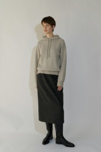 Shaggy Wool Skirt in Charcoal