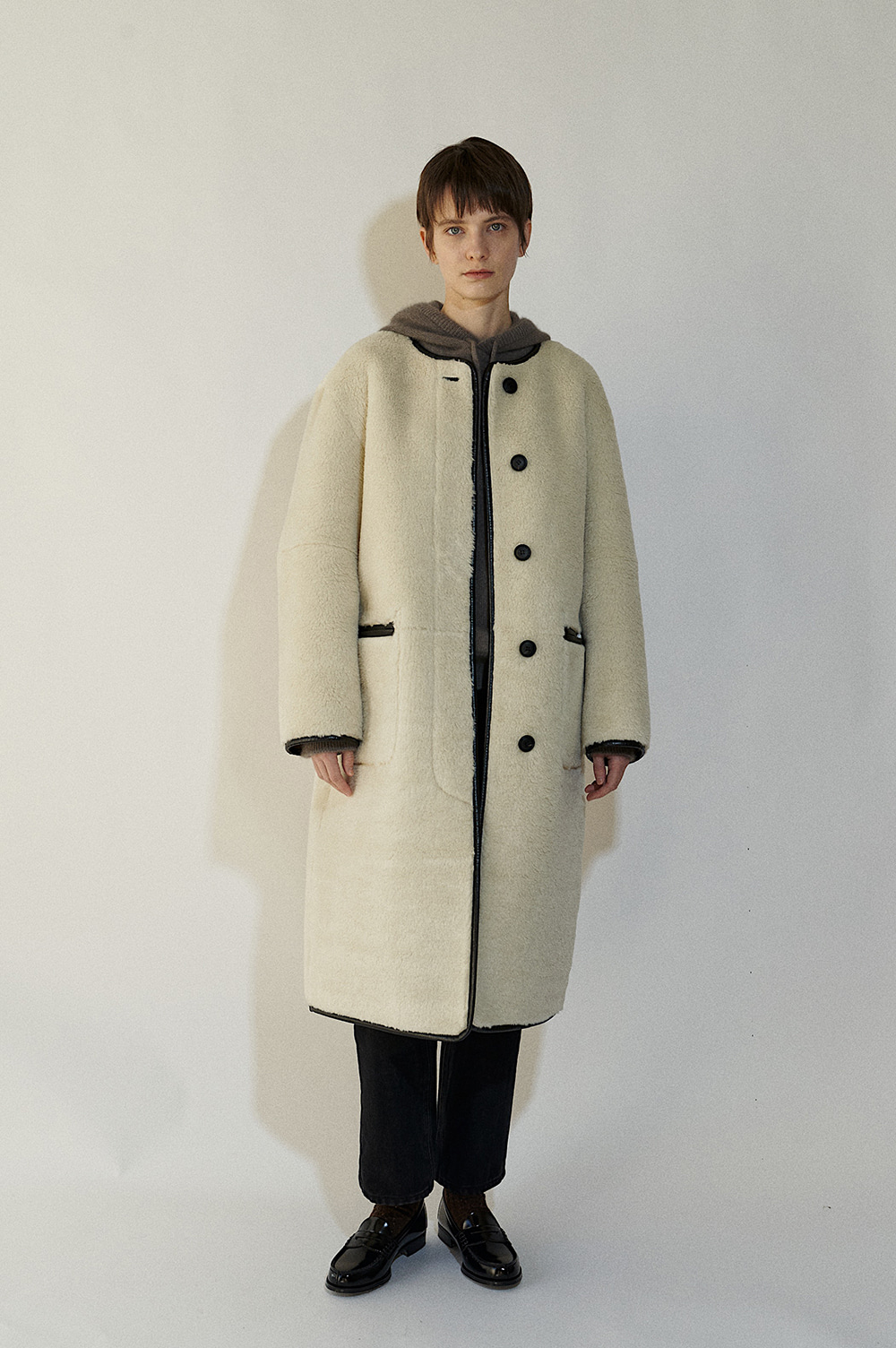 [3 REORDER] Ami Wool Shearling Coat