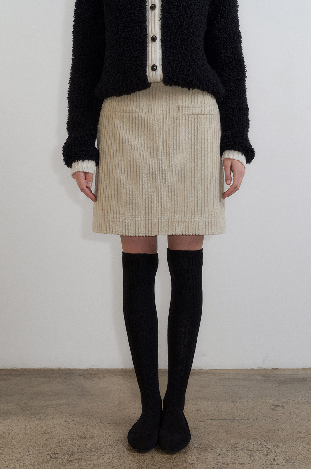 Zelda Corduroy Skirt in Chalk