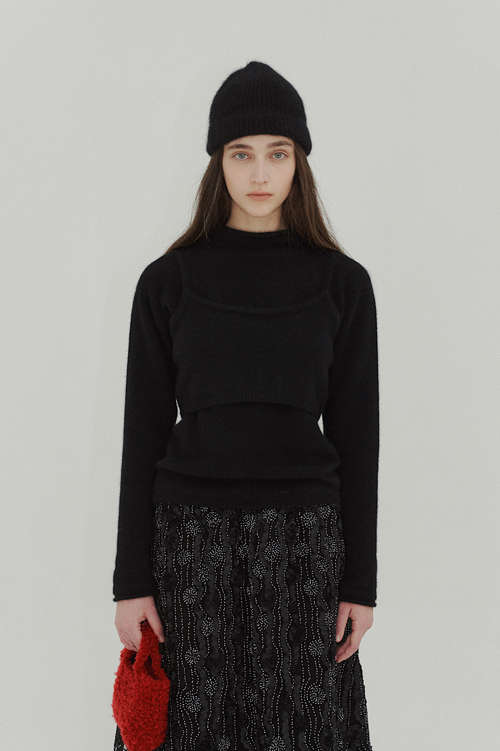 [REORDER] Mauve Layered Knit in Black