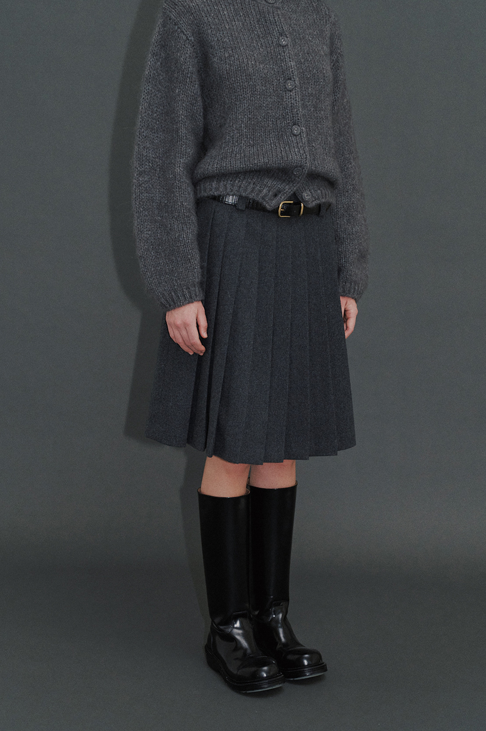 [REORDER] Skye Pleated Skirt in Dark Grey