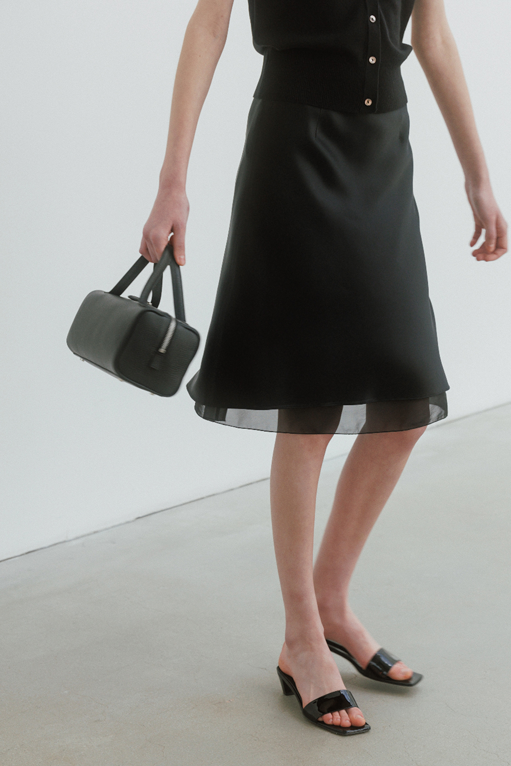 [REORDER] Satin Layered Skirt in Black